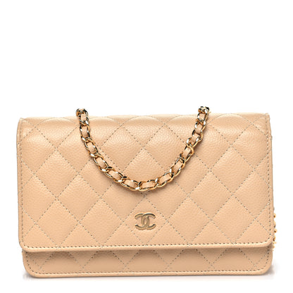 Chanel Caviar Quilted Wallet On Chain WOC Beige 1 of 11