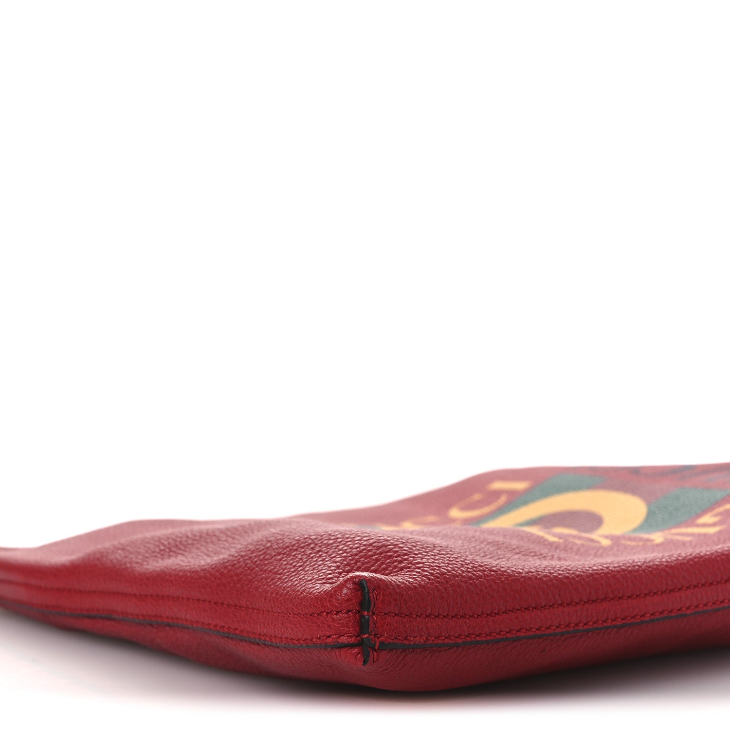 Gucci Pebbled Calfskin Medium Logo Portfolio Clutch Hibiscus Red 9 of 10