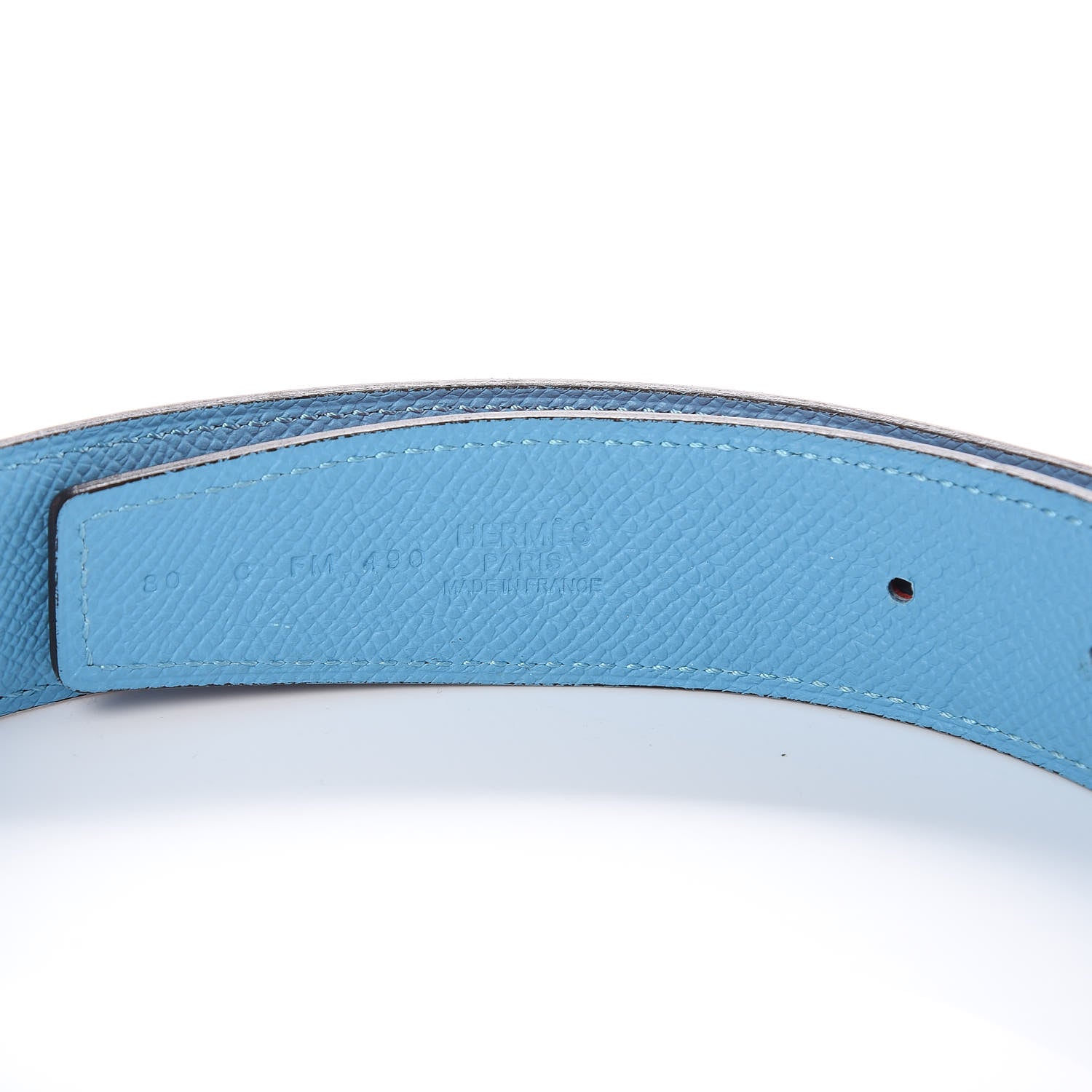 Hermes Epsom 32mm H Belt 80 Bleu Du Nord Rouge De Coeur 6 of 7