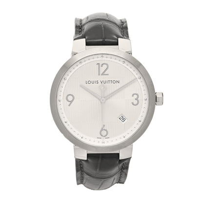 Louis Vuitton Stainless Steel Alligator 39mm Tambour Damier Quartz Watch 1 of 4