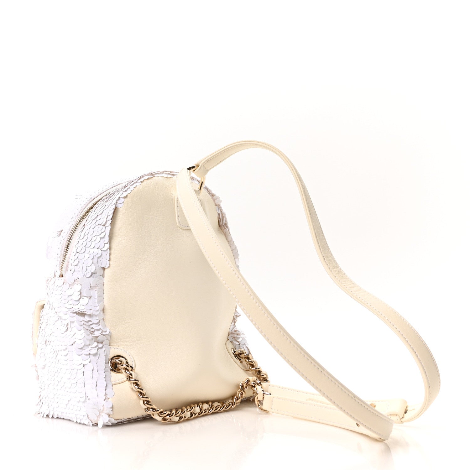Chanel Sequin Lambskin CC Backpack White 3 of 10