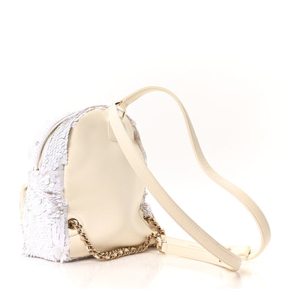 Chanel Sequin Lambskin CC Backpack White 3 of 10