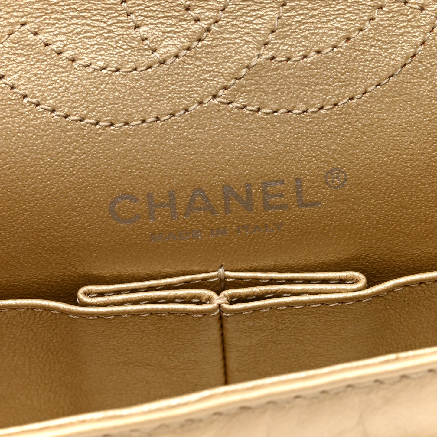 Metallic Aged Calfskin Quilted 2.55 Reissue 224 Flap Gold