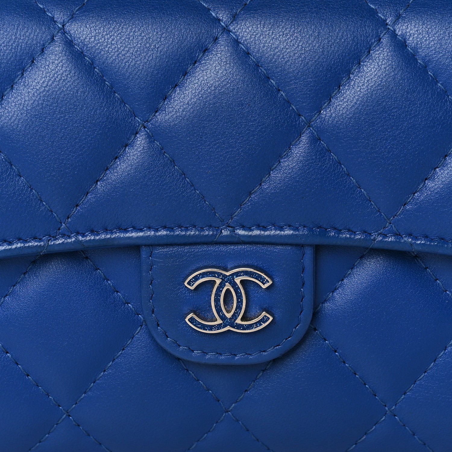 Chanel Lambskin Quilted Medium Flap Wallet Royal Blue 15 of 16
