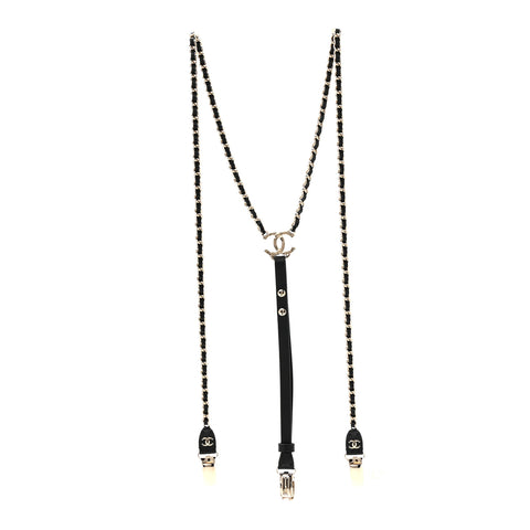 Calfskin CC Chain Suspenders M Black