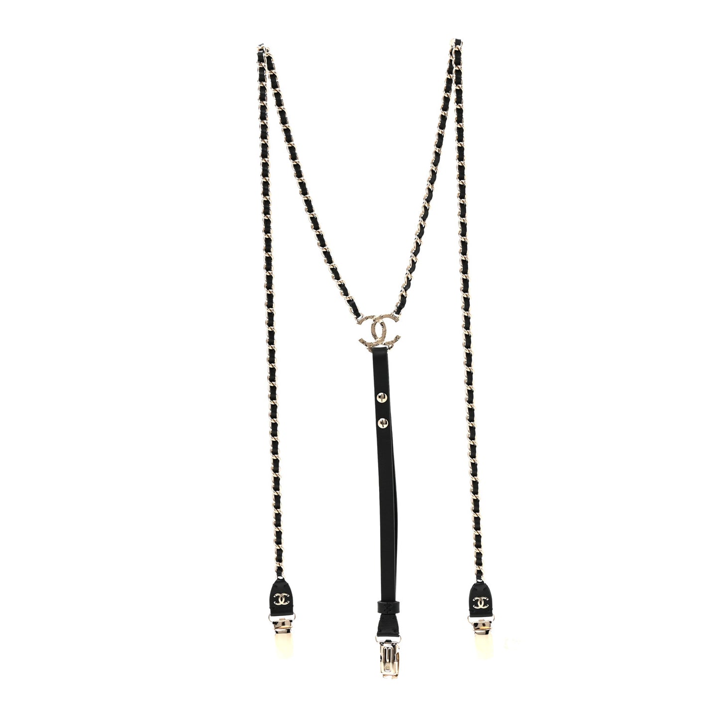 Calfskin CC Chain Suspenders M Black