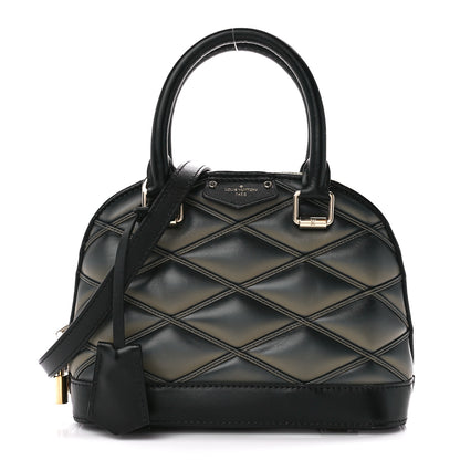 Louis Vuitton Lambskin Malletage Alma BB Black Beige 1 of 13