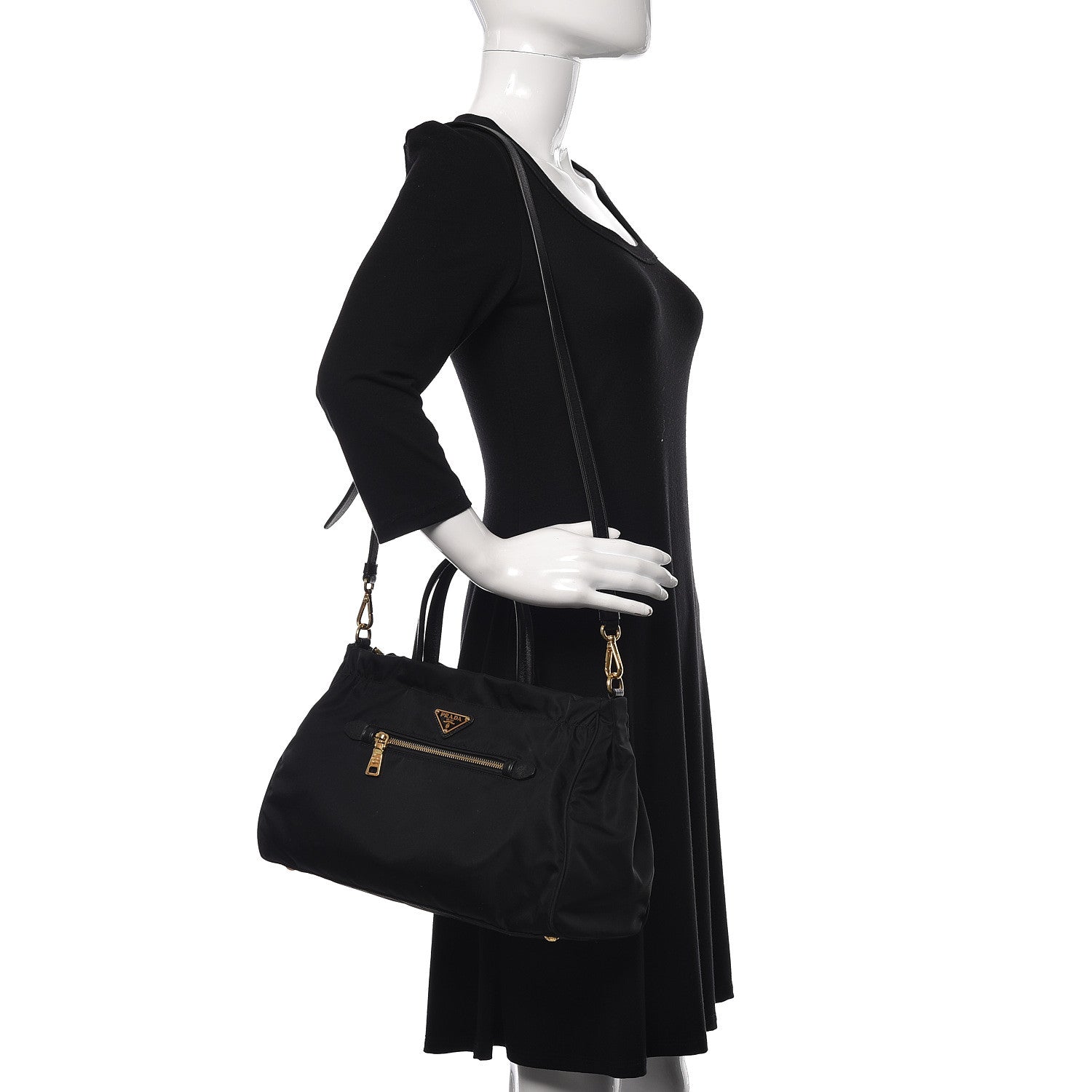 Prada Tessuto Nylon Saffiano Shopping Satchel Black 2 of 11
