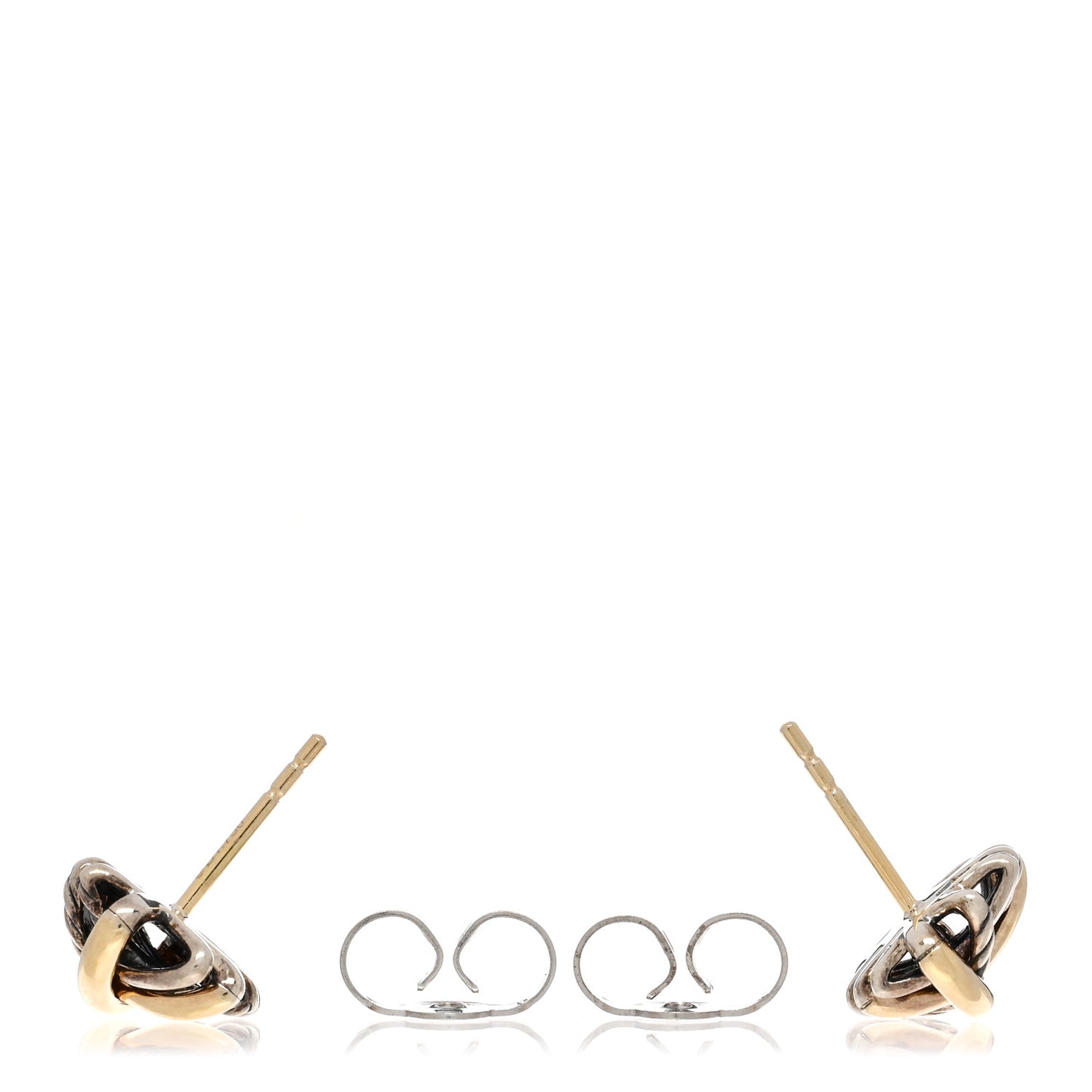 Sterling Silver 18K Yellow Gold Crossover Stud Earrings