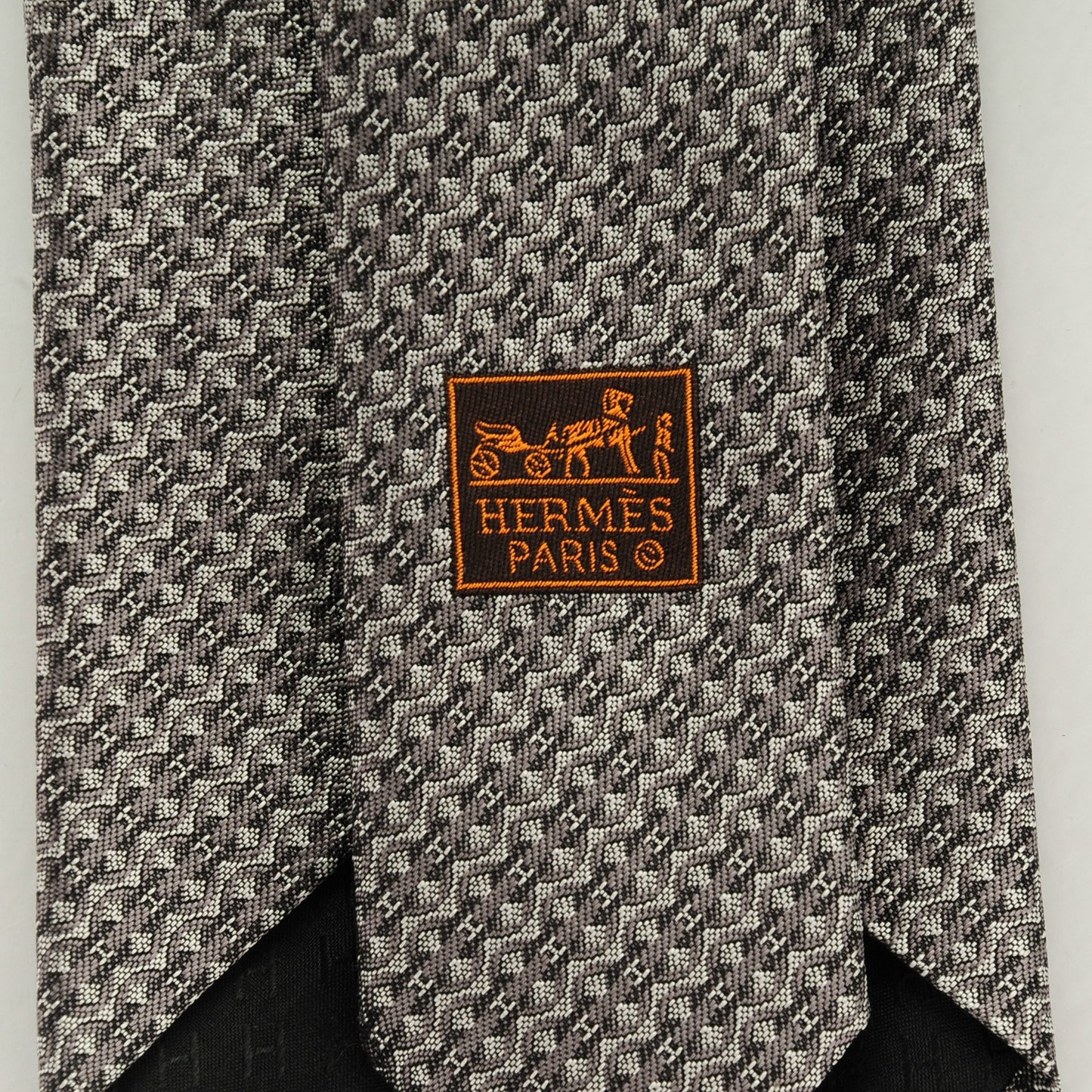 Silk Mens Neck Tie Noir Taupe Gris Clair