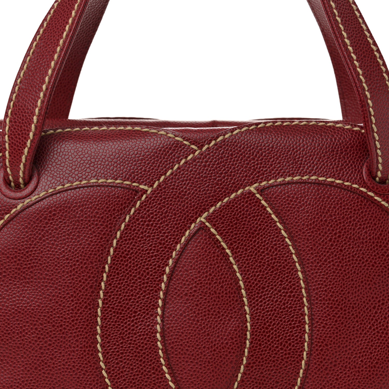 Chanel Caviar CC Stitched Tote Red 8 of 10