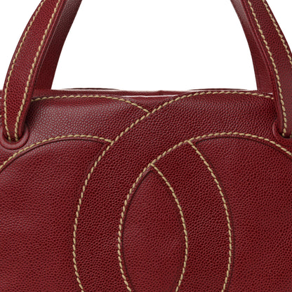 Chanel Caviar CC Stitched Tote Red 8 of 10