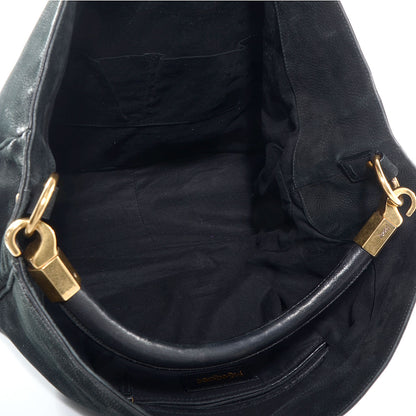 Saint Laurent Ostrich Stamped Nubuck Large Roady Hobo Black 5 of 8