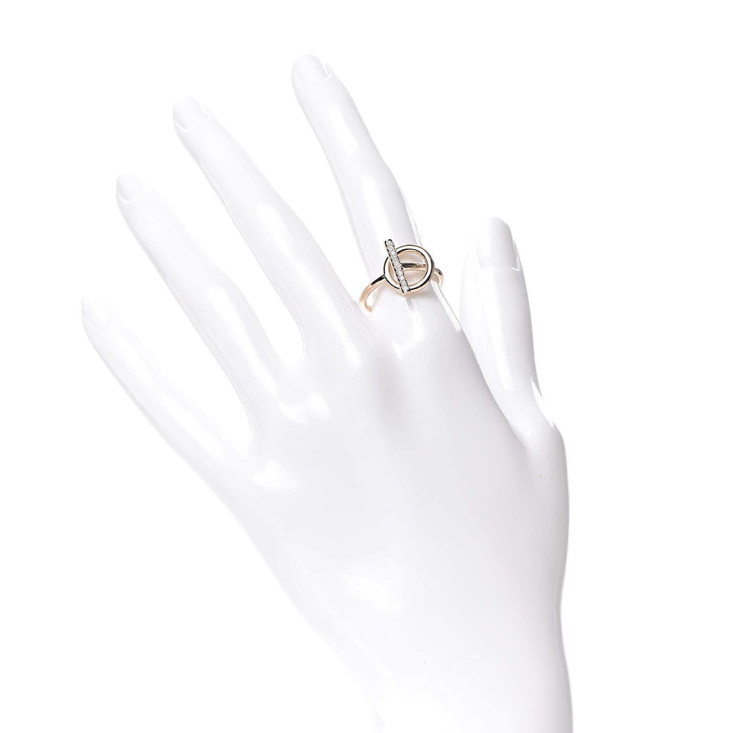 Hermes 18K Rose Gold Diamond PM Echappee Ring 52 6 2 of 6