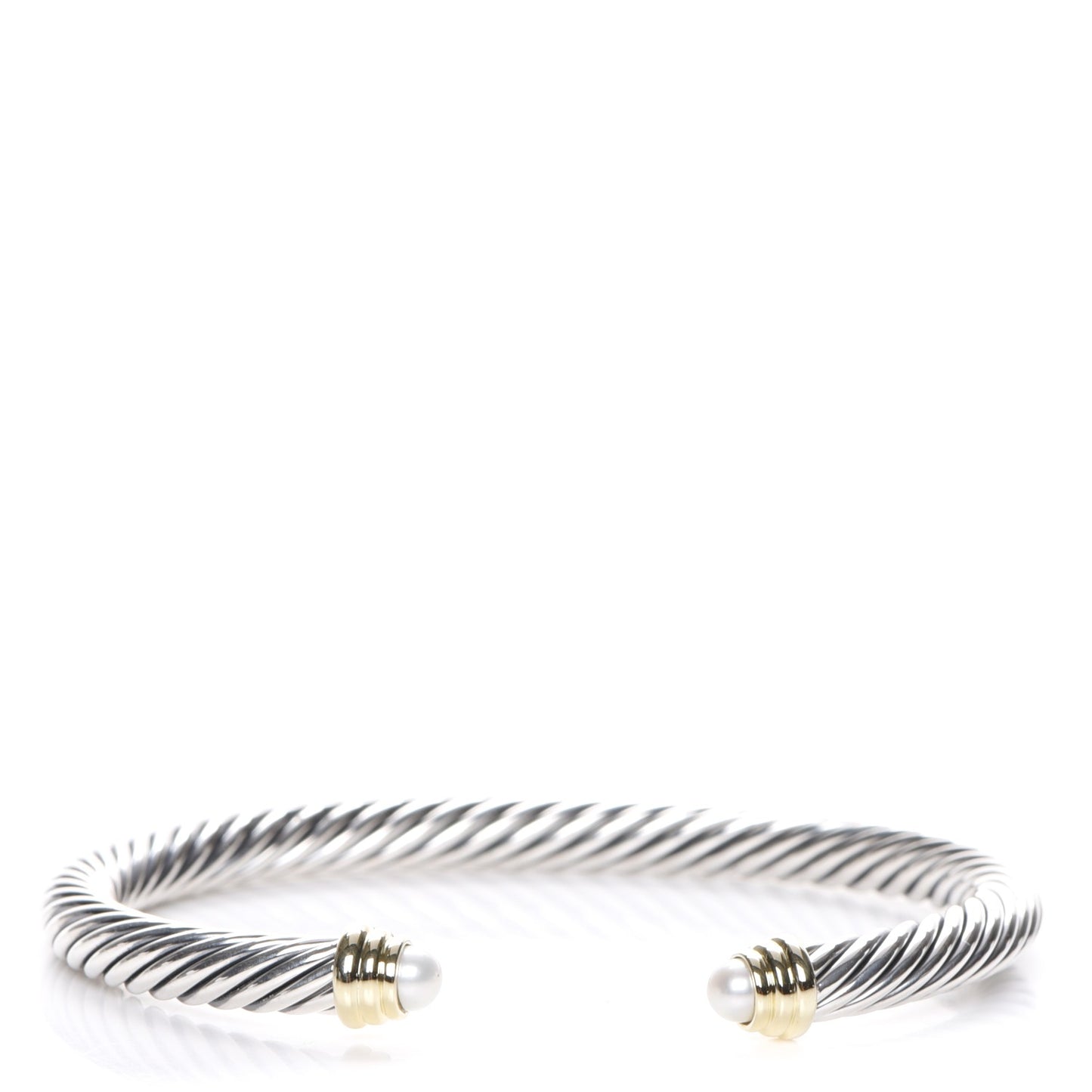 Sterling Silver 14K Yellow Gold Pearl 5mm Cable Classics Petite Color Bracelet