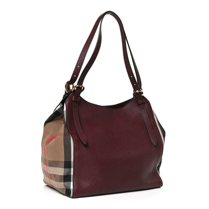 Burberry Grainy Calfskin House Check Small Canterbury Tote Burgundy 3 of 12