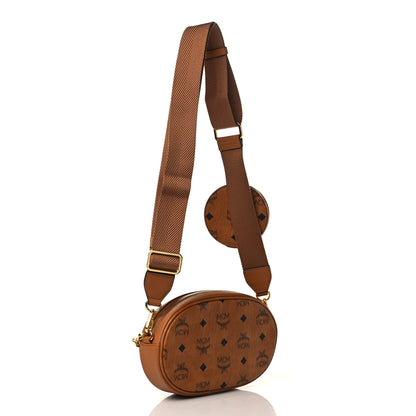 MCM Visetos Small Aren Multifunction Crossbody Pouch Cognac 2 of 9