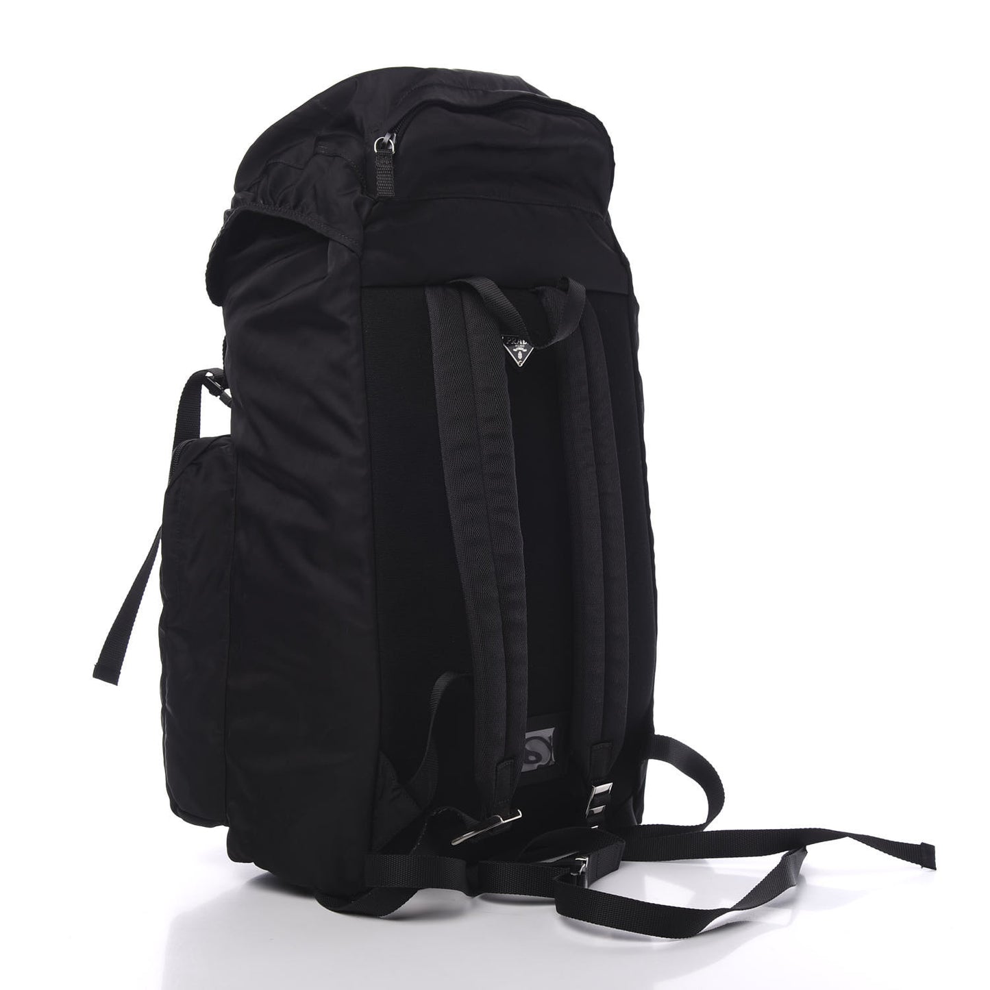 Technical Nylon Saffiano Double Buckle Backpack Black