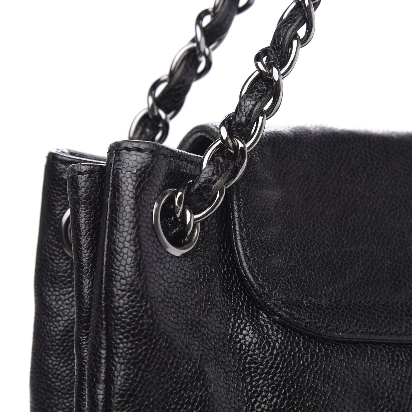 Glazed Caviar Pocket In The City Tote Black
