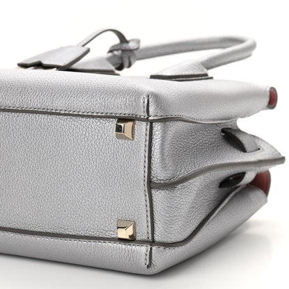 MCM Metallic Grained Calfskin Mini Milla Tote Spike Silver 10 of 12