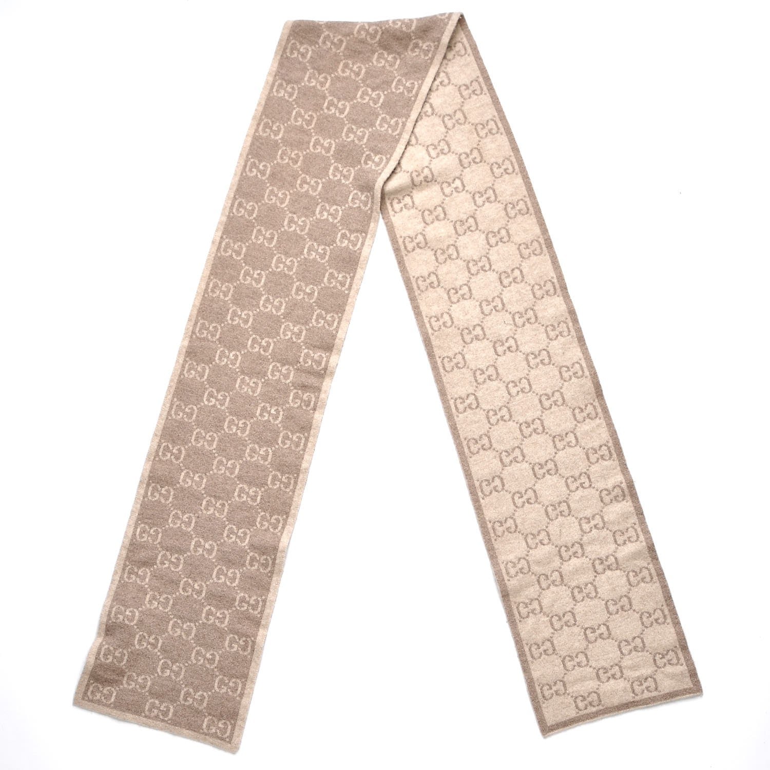 Gucci Cashmere Monogram Scarf Beige 3 of 6