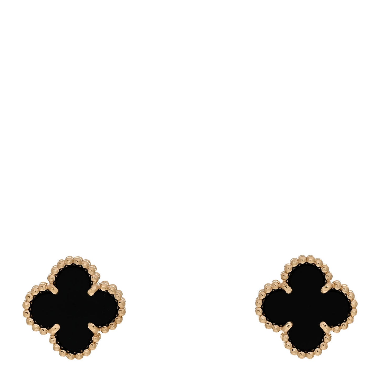 18K Yellow Gold Black Onyx Sweet Alhambra Earrings