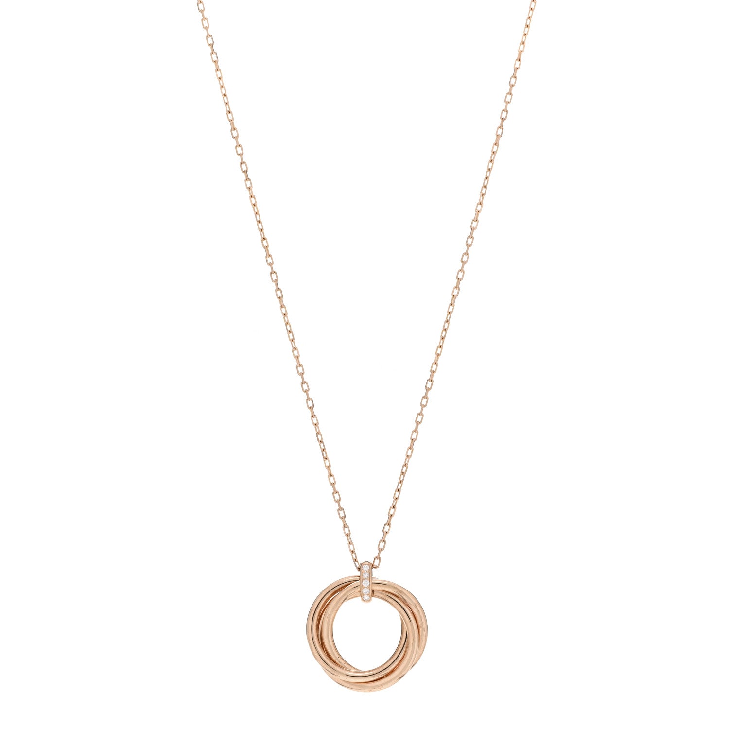 Cartier 18K Pink Gold Diamond Trinity Pendant Necklace 1 of 6