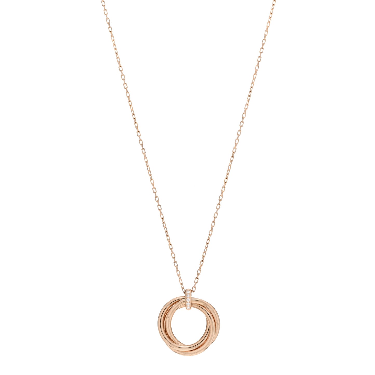 18K Pink Gold Diamond Trinity Pendant Necklace