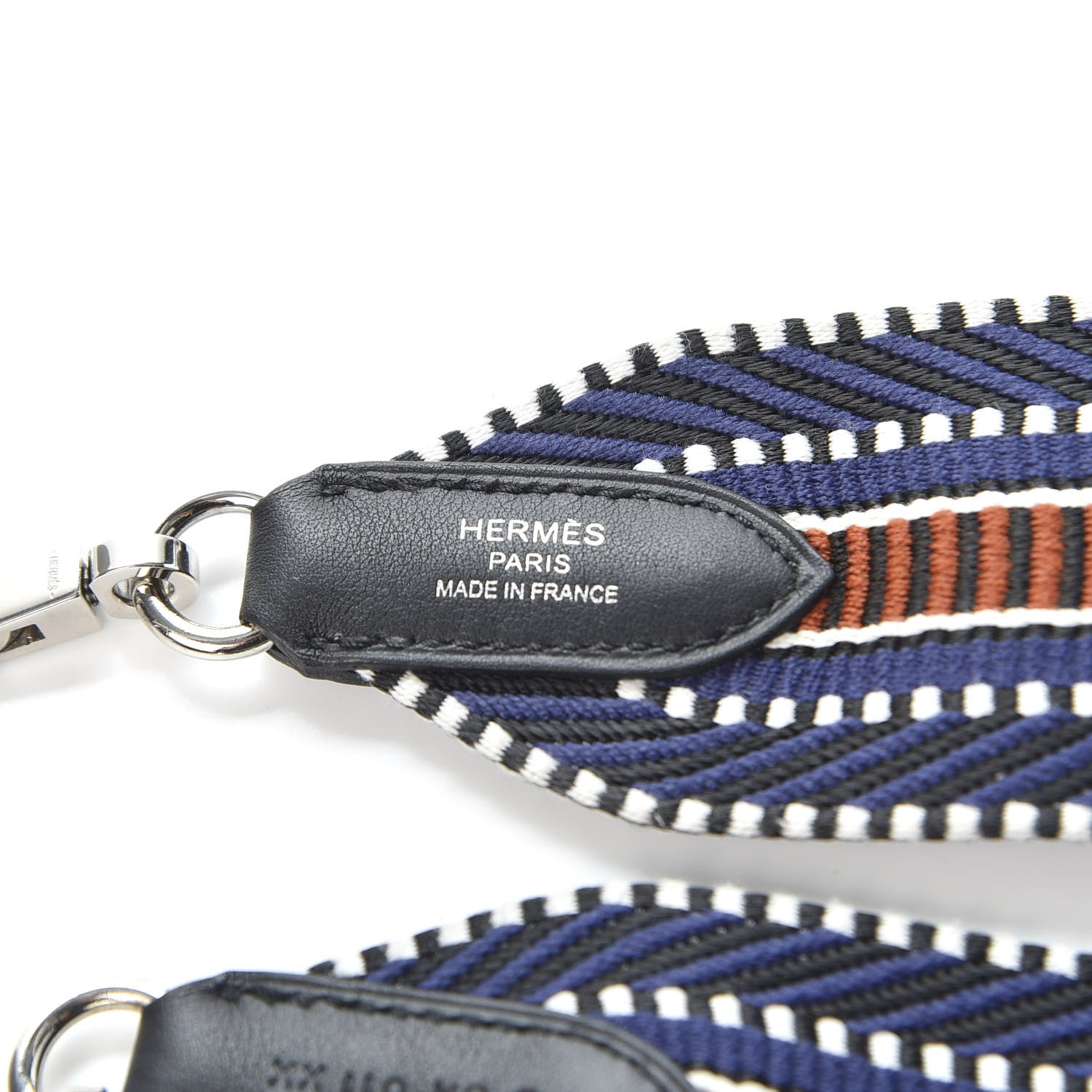 Hermes Toile Swift 50mm Sangle Cavale Shoulder Strap Bleu Encre Cuivre Black 5 of 6