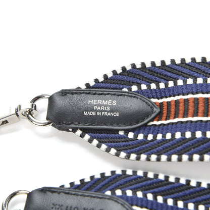 Hermes Toile Swift 50mm Sangle Cavale Shoulder Strap Bleu Encre Cuivre Black 5 of 6
