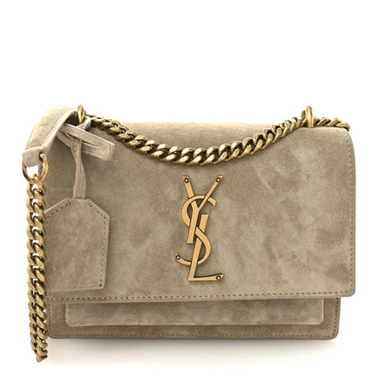 Saint Laurent Suede Calfskin Small Monogram Sunset Dark Beige 2 of 17