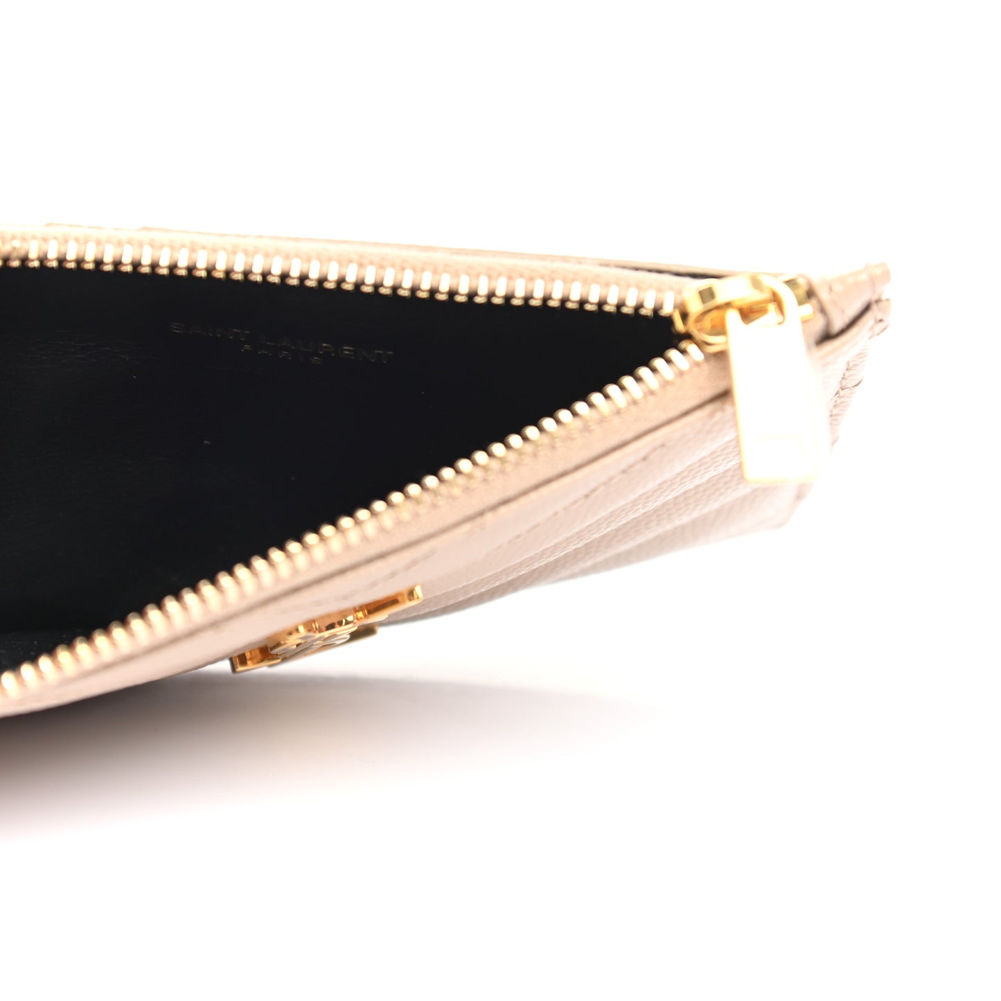 Grain De Poudre Matelasse Chevron Monogram Fragments Zippered Card Case Nude Powder