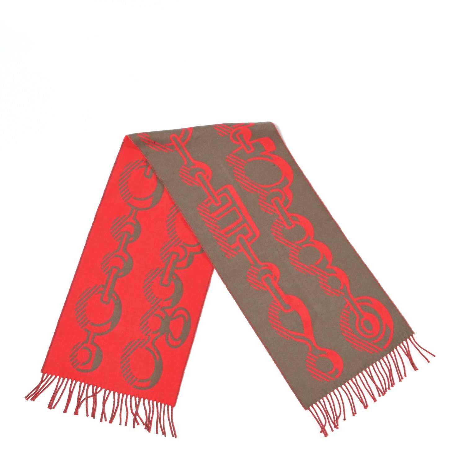 Hermes Cashmere Casaque Do Re Boucles Muffler Kraft Geranium 2 of 3