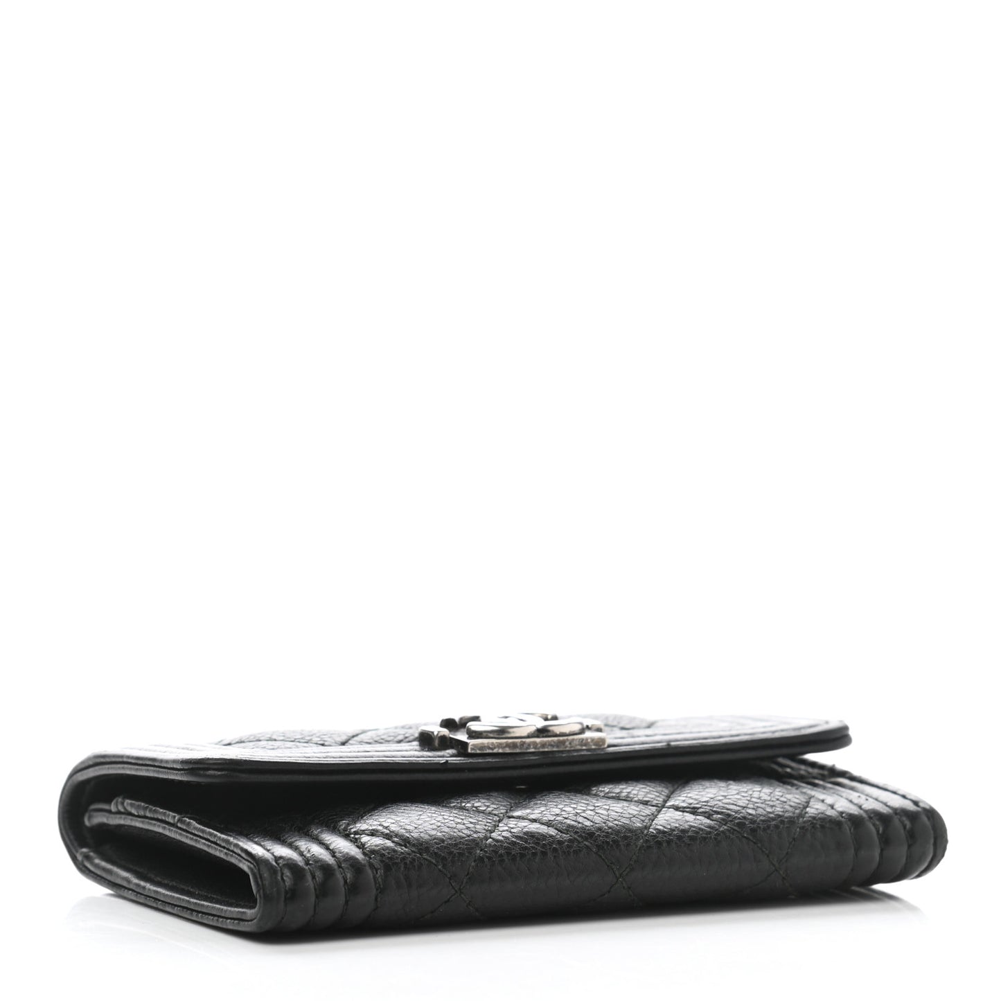 Caviar Quilted Boy Flap Card Holder Black