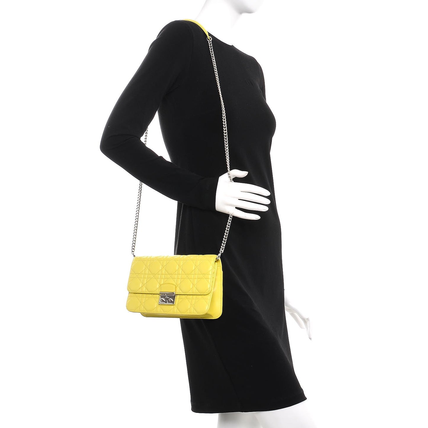 Lambskin Cannage Miss Dior Promenade Pouch Citron