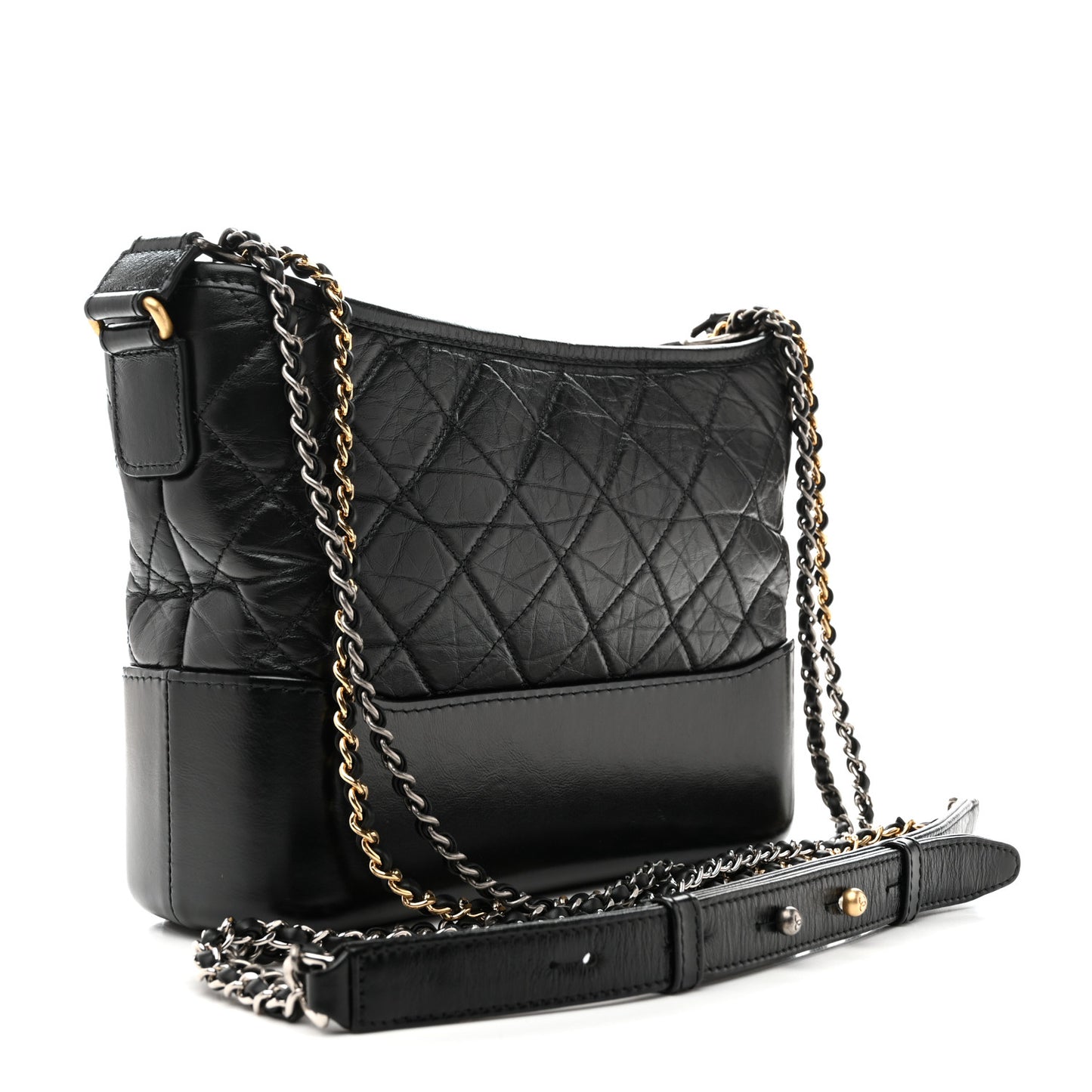 Aged Calfskin Quilted New Medium Gabrielle Hobo Black