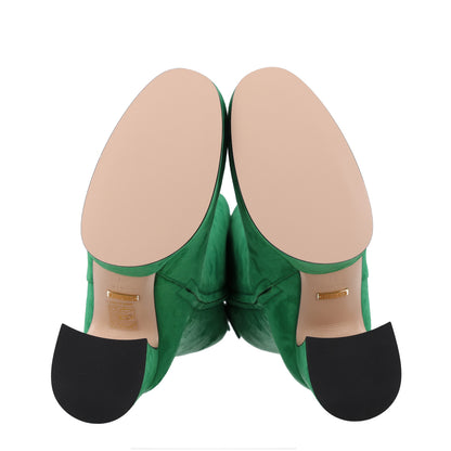 Gucci Kid Scamosciato Knee High Boots 37 Green 7 of 10