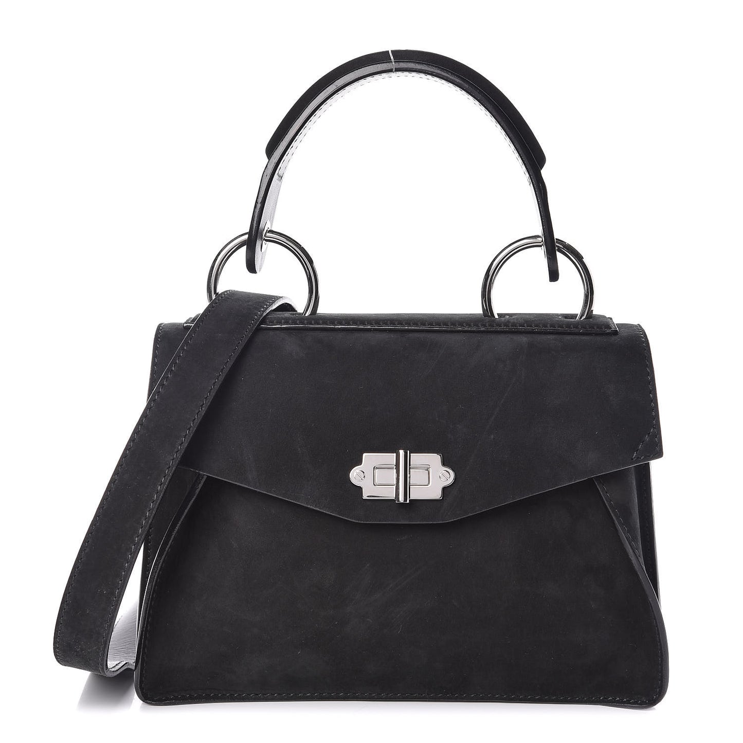 Nubuck Small Hava Top Handle Bag Black