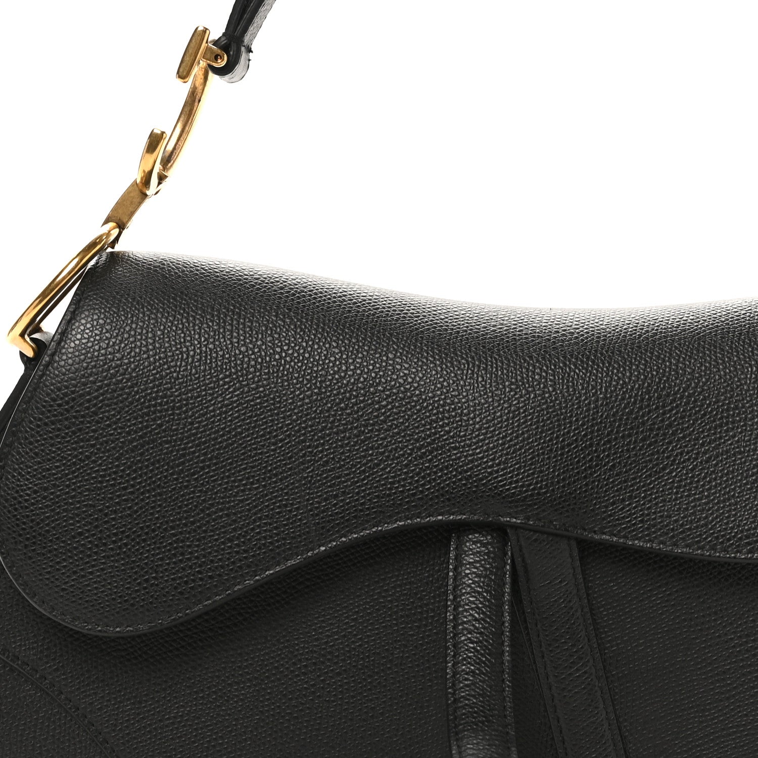 Christian Dior Grained Calfskin Saddle Bag Black 8 of 11