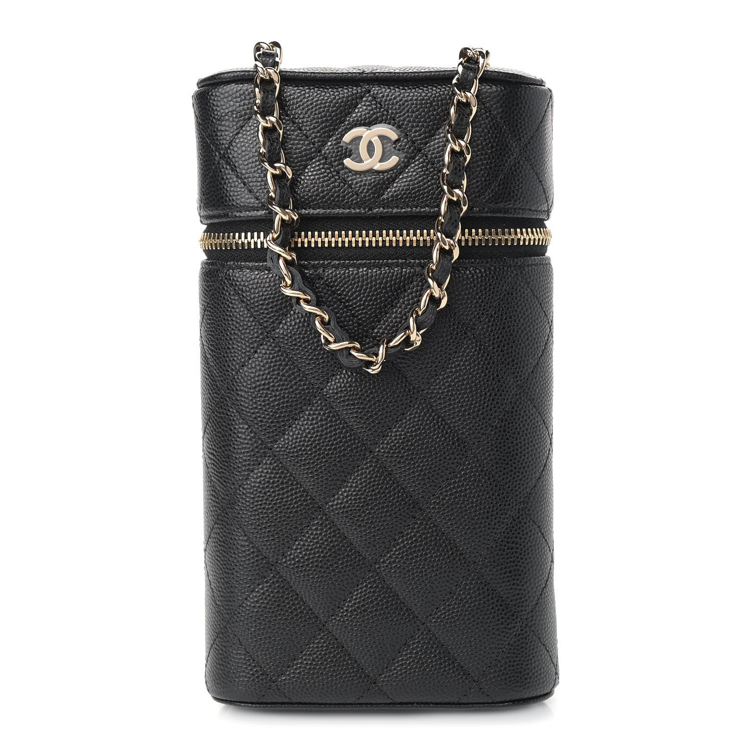 Chanel Caviar Quilted Phone Holder With Chain Black 1 of 9