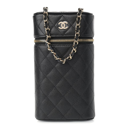Chanel Caviar Quilted Phone Holder With Chain Black 1 of 9