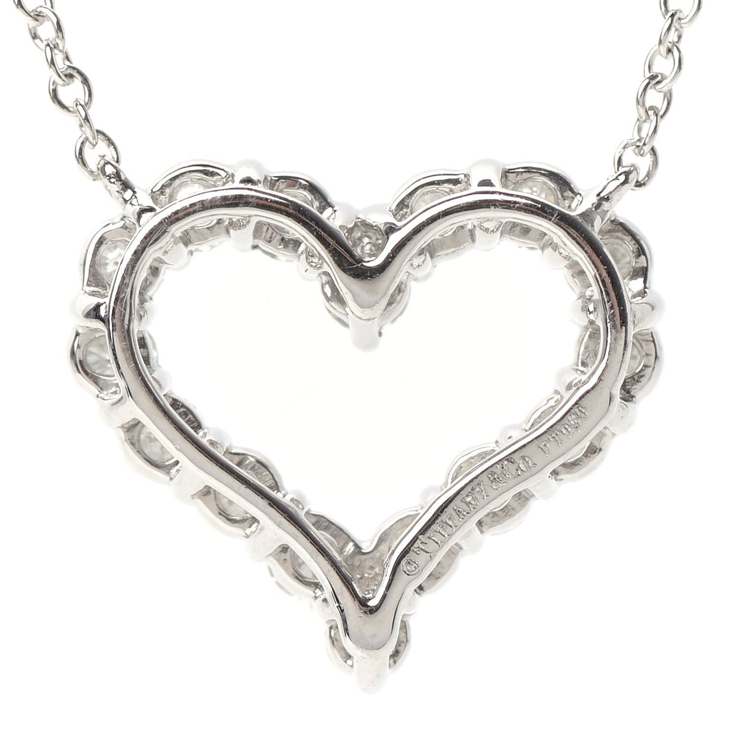 Platinum Diamond Heart Station Pendant Necklace