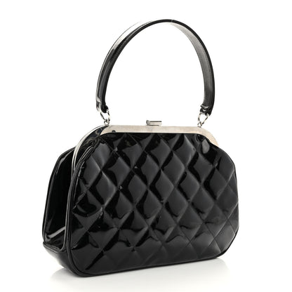 Chanel Patent Quilted Kisslock Frame Bag Black 3 of 11