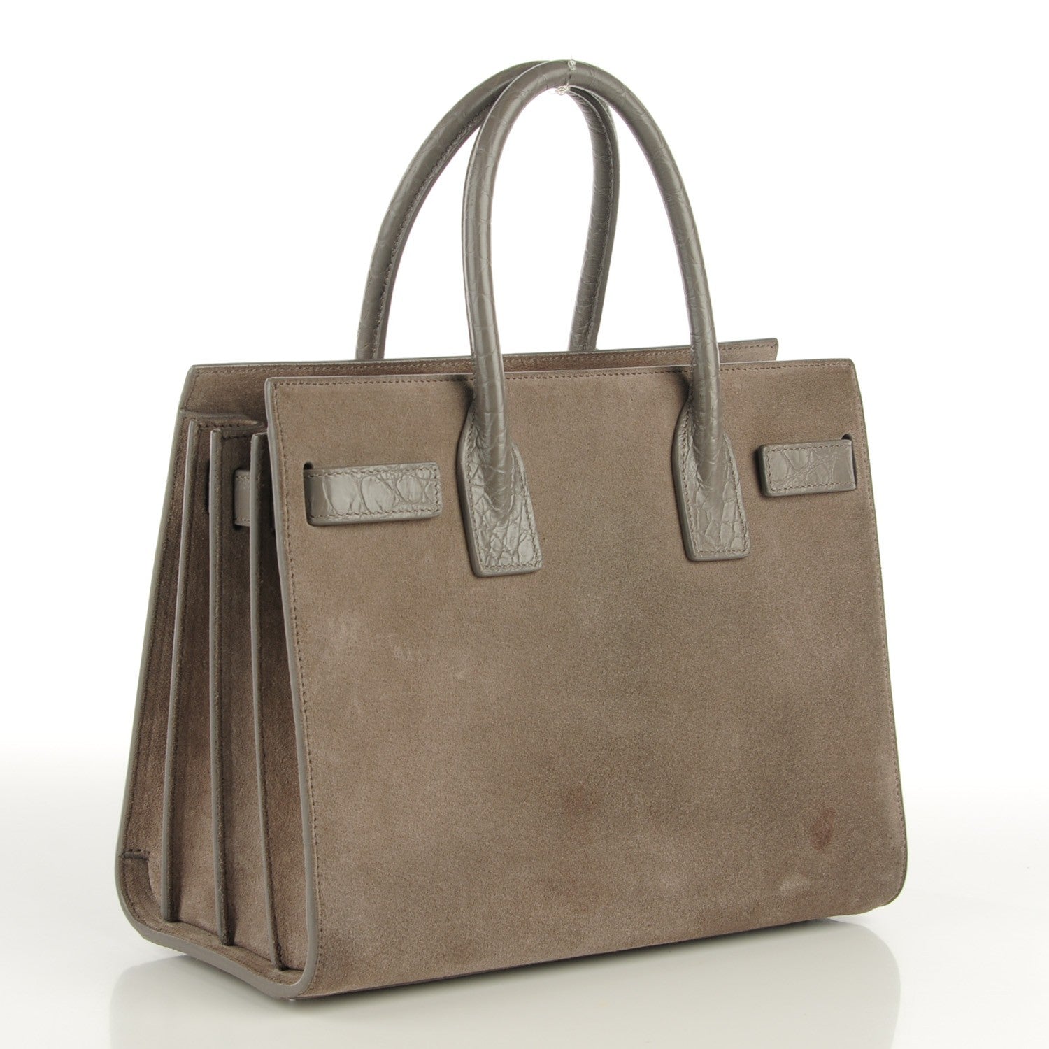 Saint Laurent Suede Crocodile Embossed Baby Sac De Jour Fog 3 of 7