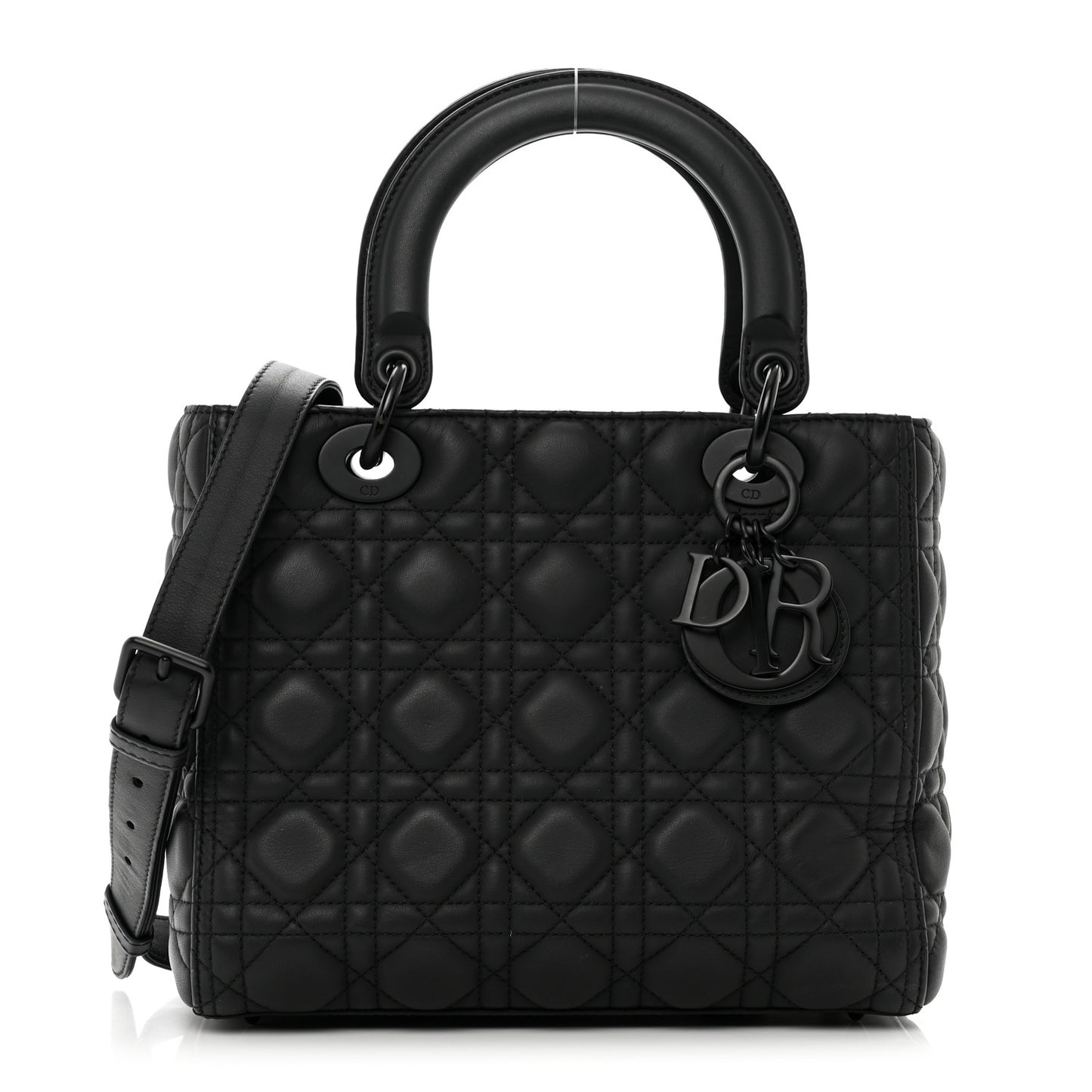 Ultra Matte Calfskin Cannage Medium Lady Dior Black