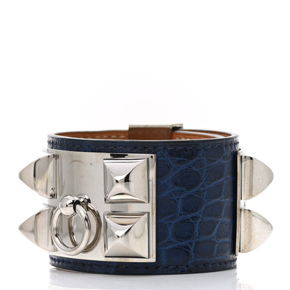 Hermes Matte Alligator Collier De Chien CDC Bracelet Bleu De Malte 1 of 8