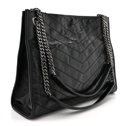 Saint Laurent Crinkled Calfskin Matelasse Monogram Medium Niki Shopper Tote Black 3 of 17