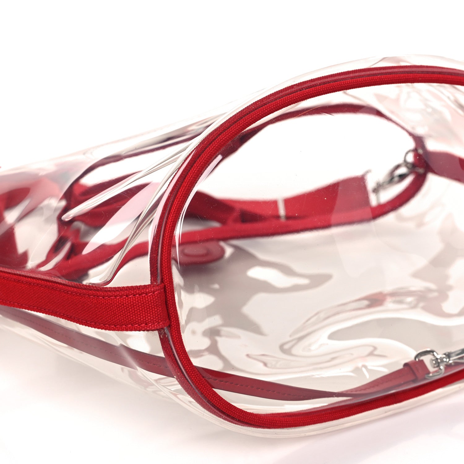 Prada Plexiglass Calfskin Small Shopper Tote Rosso 8 of 9
