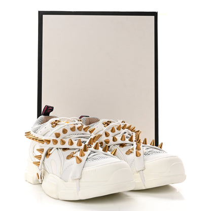 Gucci X SEGA Technical Canvas Calfskin Removable Studs Mens Flashtrek Sneakers 8.5 Great White 10 of 10