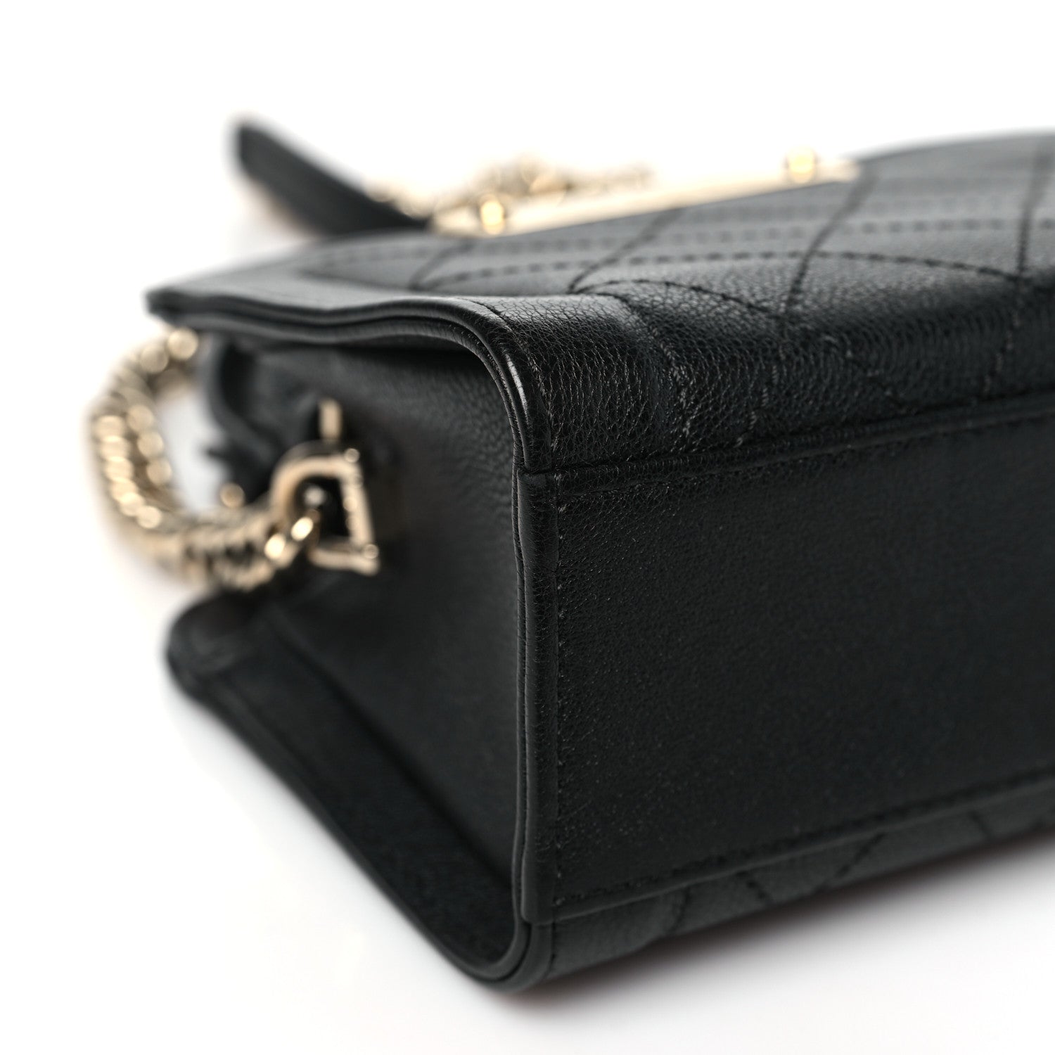 Chanel Grained Calfskin Stitched Mini Label Click Shopper Tote Black 9 of 10